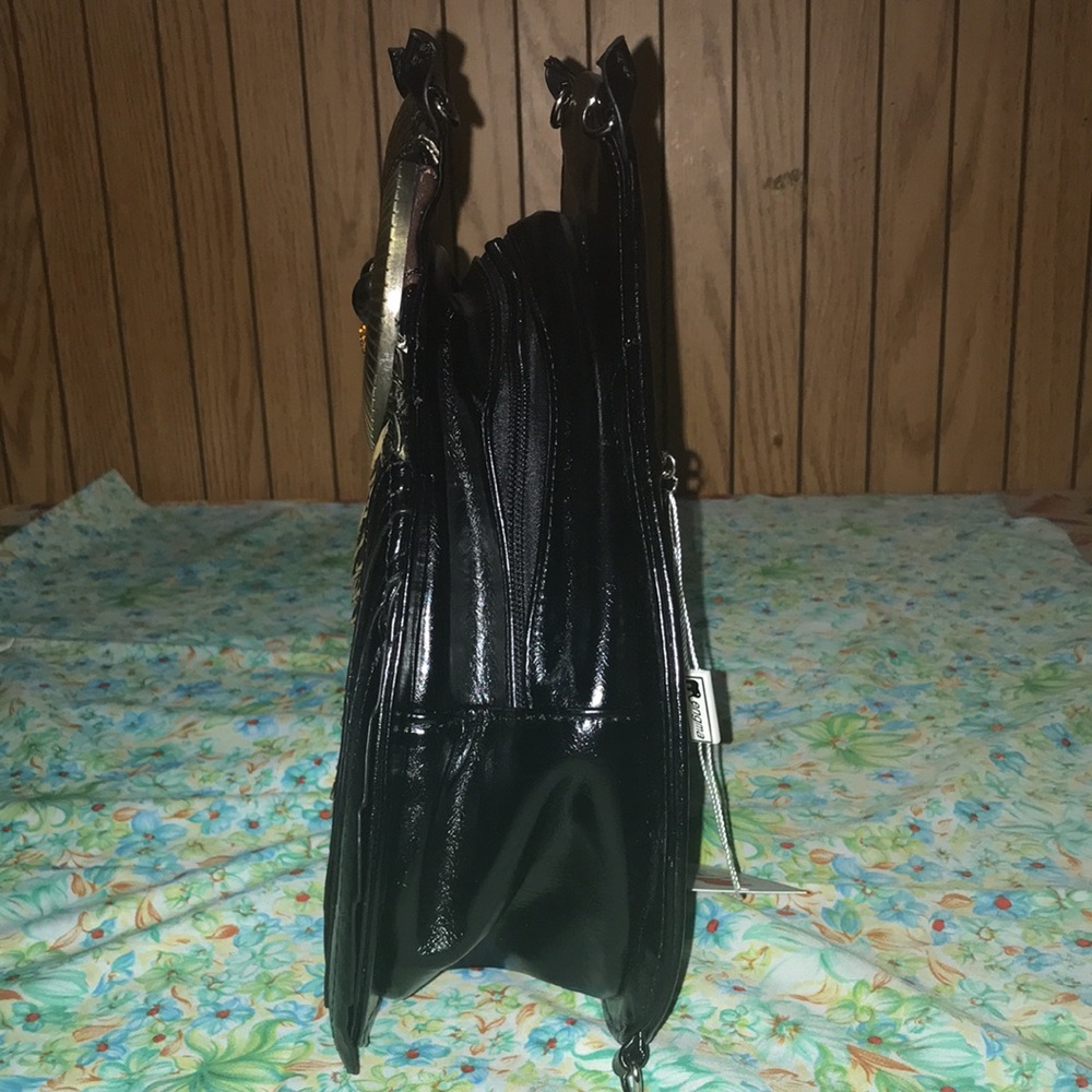 Black & gold leather owl engma backpack purse - Picture 4 of 7